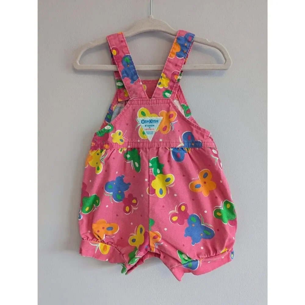 Vintage Made in USA OshKosh B'Gosh Butterfly Bubble Romper Overalls 6-9 Month